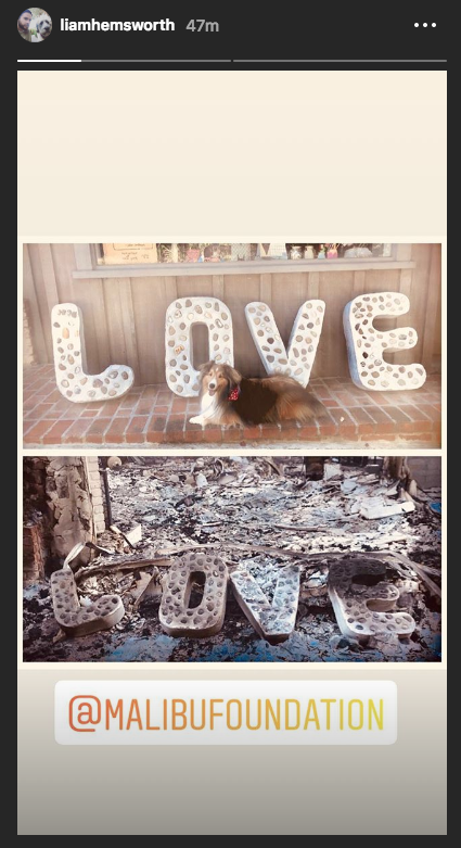 Liam Hemsworth Shares Devastating Image Of His Burned-Out Malibu Home
