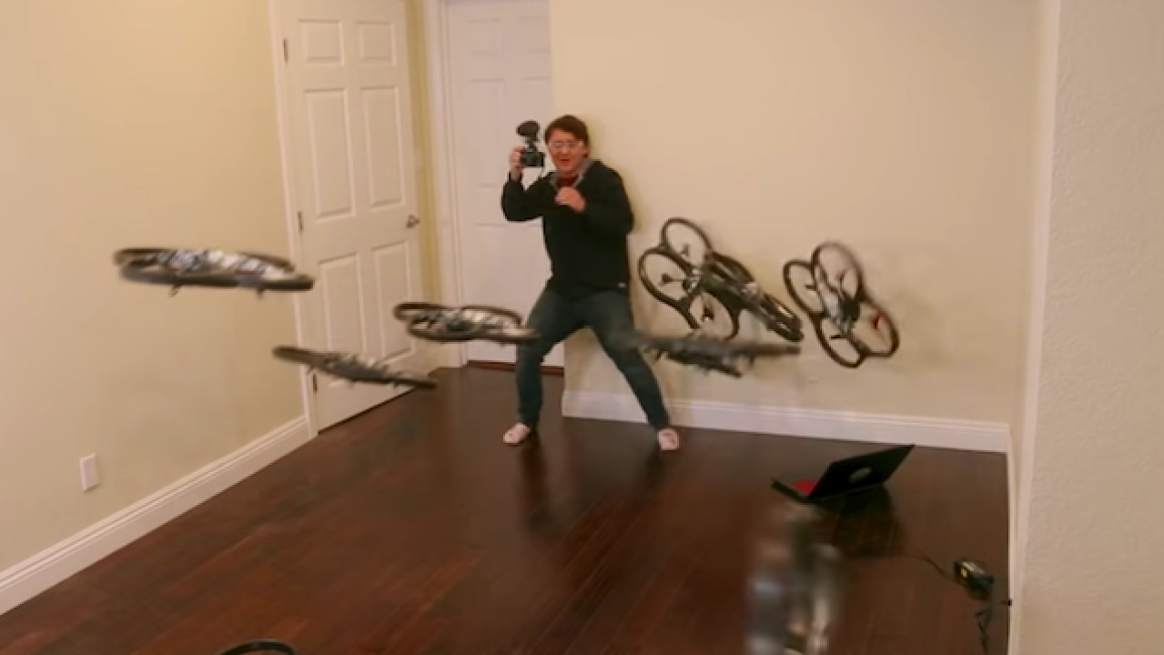 YouTuber Programs A Swarm Of Drones To Attack His Face & Wow Cool Idea