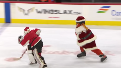 Gritty, Hell On Skates, Is Celebrating Christmas By Ruthlessly Checking Santa