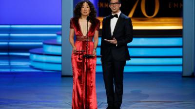 Golden Globes Reveal First Shots Of A+ Hosting Duo Andy Samberg & Sandra Oh