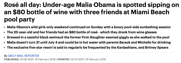 Scandal: Malia Obama Has Been Spotted Drinking At The Tender Age Of Just 20
