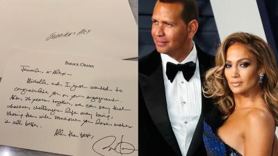 The Obamas Sent Jennifer Lopez And A-Rod A Beautiful Note Of Congratulation