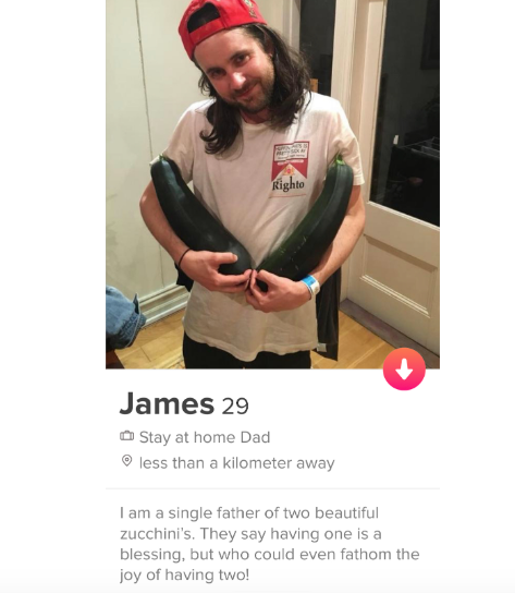 James and Zucchini Tinder bios