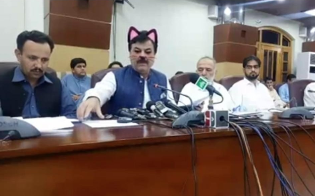 Cat filters on a Pakistani provincial government minister.