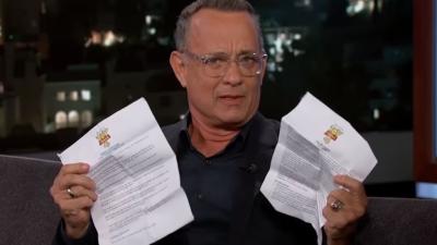 Tom Hanks Rocked Up To ‘Kimmel’ With Anti-Spoiler Notes For ‘Toy Story 4’