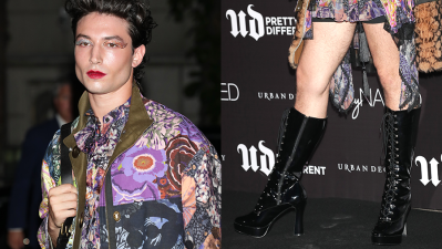 Sweet Baby Angel Ezra Miller Sports Minidress & Knee-High Boots Combo In Latest Inspired Lewk