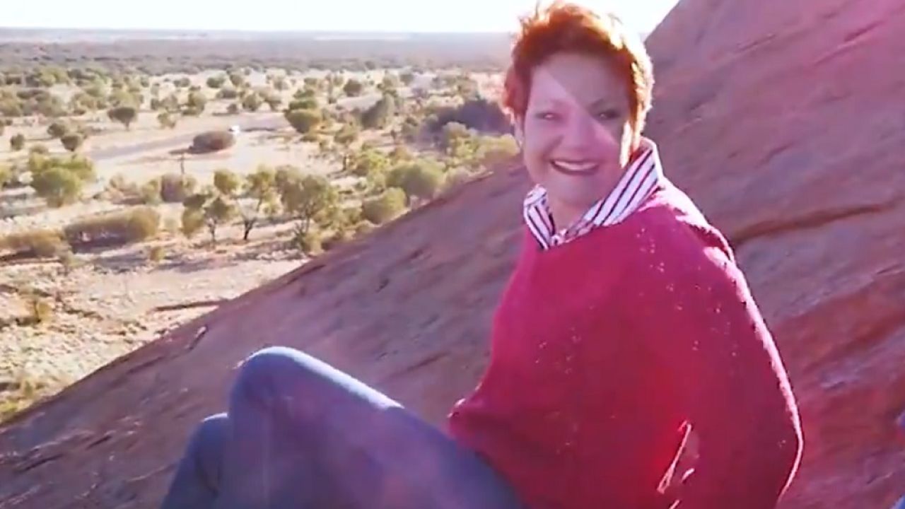 There’s Now A Video Of Pauline Hanson Getting Stuck Partway Up Uluru