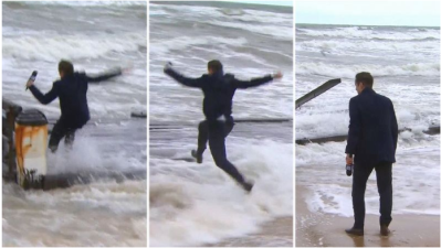 A Reporter Tried To Leap Onto What’s Left Of The Frankston Pier & It Went Amazingly