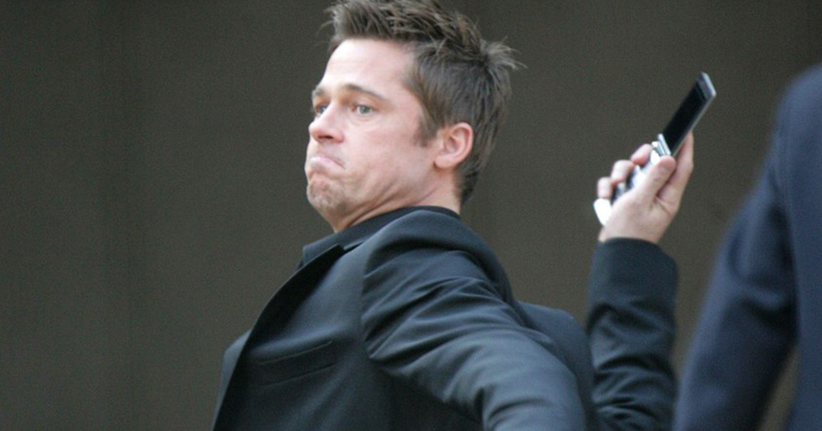 Brad Pitt Throws Phone