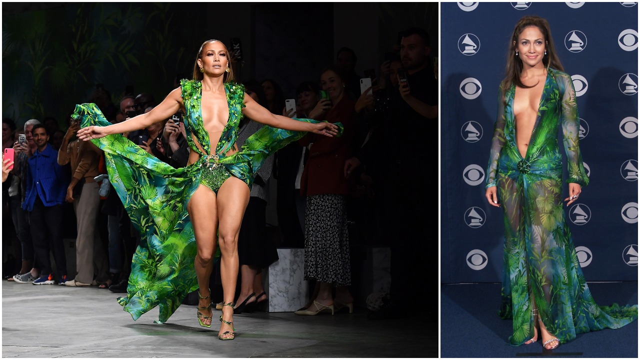 januari cabine Jolly J-Lo Brings Back Famous 00s Jungle Dress In Versace Spring 2020 Show