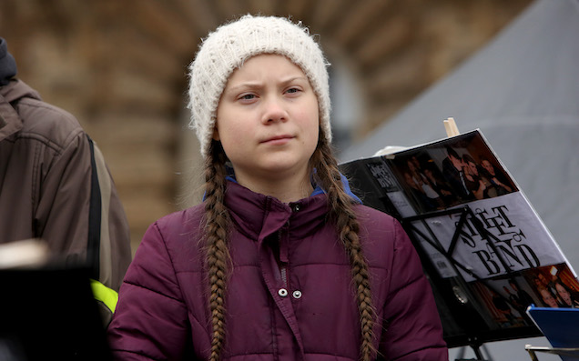 Greta Thunberg effigy hung from bridge.