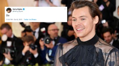 Harry Styles Breaks The Internet With A Cryptic Two-Letter Tweet