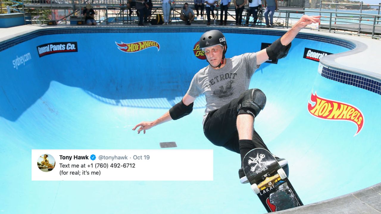 In Completely Fine And Normal News, Tony Hawk Asked Fans On Twitter To Text Him