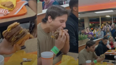 All Hail This Viral TikTok Of A God-Like Teen Shoving A 10-Patty Burg Down His Food Chute