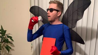 All Praise Be To This Guy, Who Dressed As The Cursed Karaoke Bug For Halloween