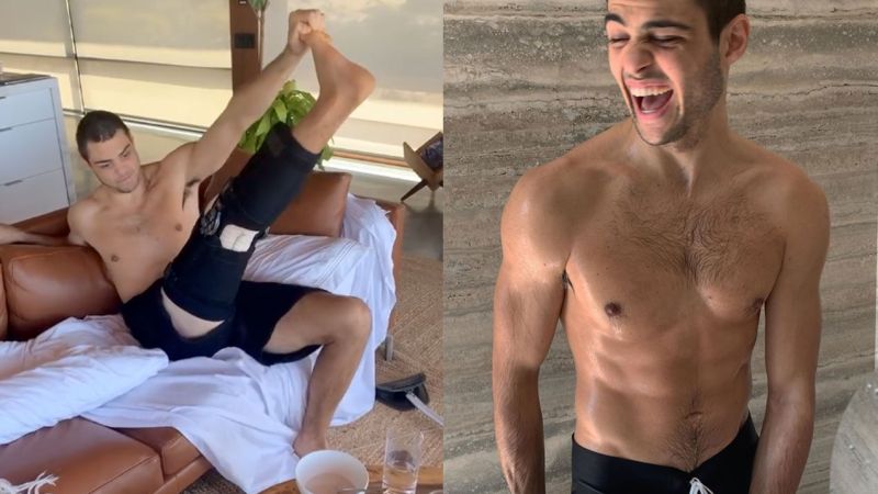 Noah Centineo Showering With A Bung Knee Is In Equal Parts Thirst-Inducing And Impressive