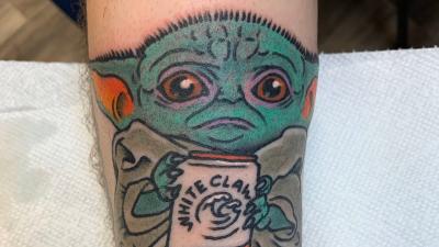 Fuck Me, This Weapon Went And Got A Tattoo Of Baby Yoda Slamming White Claw