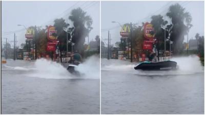 The Dickhead Of The Year Award Goes To This Guy Who Rode His Jetski Through Floodwaters
