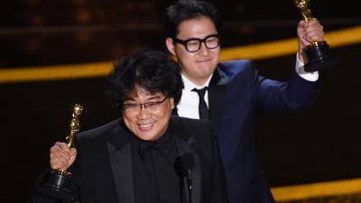 ‘Parasite’ Just Won South Korea Its First-Ever Oscar & Bong Joon Ho Is So Goddamn Chuffed