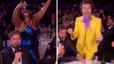 Lizzo, Harry Styles & A Glass Of Tequila Created The Most Chaotic BRIT Awards Interview