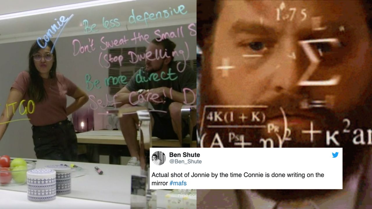 ‘MAFS’ Twitter Agrees: Connie & Jon’s Thesis Inspo Wall Was Super Chill & Not At All Alarming