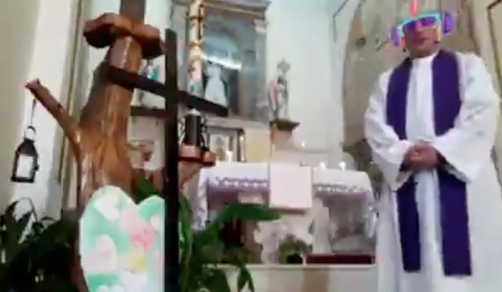 Spare A Thought For This Italian Priest Who Activated FB Filters During A Livestream Mass