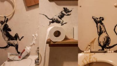 Even Banksy Is Working From Home, So Now His Bathroom Is Full Of Pissing Rats