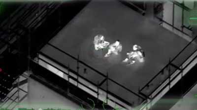 A QLD Police Chopper Used Night Fkn Vision To Catch Three Men Allegedly Drinking On A Roof