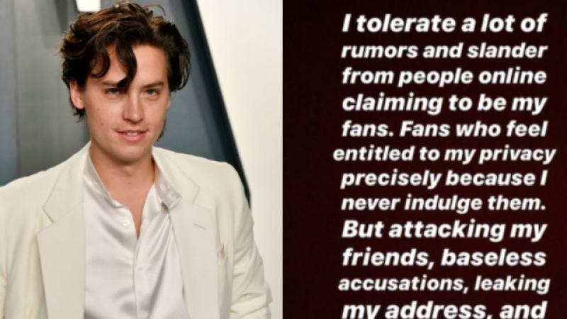 Cole Sprouse Tells Fans To Eat His “Delectable Plump Ass” After Death Threats Sent To His GF