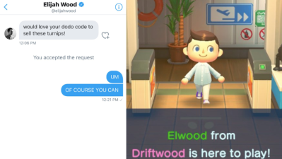 Elijah Wood Dropped By A Girl’s ‘Animal Crossing’ Island To Sell His Baggins Of Turnips
