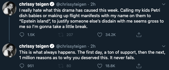 Chrissy Teigen Is Taking A “Little Break” From Twitter After That Mess With Alison Roman