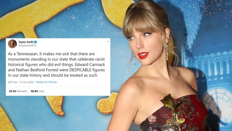 Taylor Swift Calls For “Despicable” Racist Monuments To Be Taken Down In Tennessee