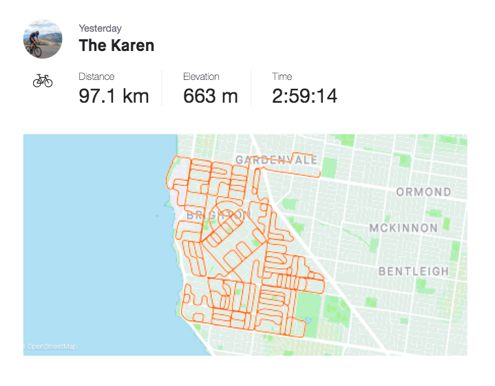 Melbourne Cyclist Embarks On Route Covering All Of Brighton, Obviously Calls It ‘The Karen’