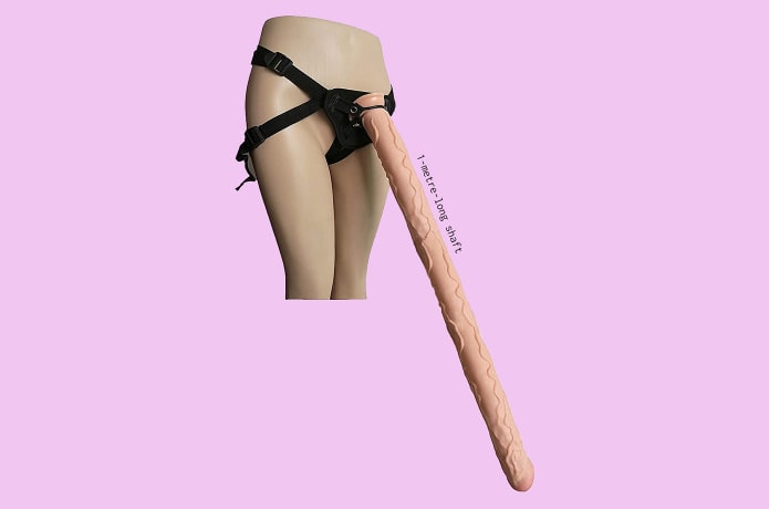 socially distanced strap-on sex toy concept