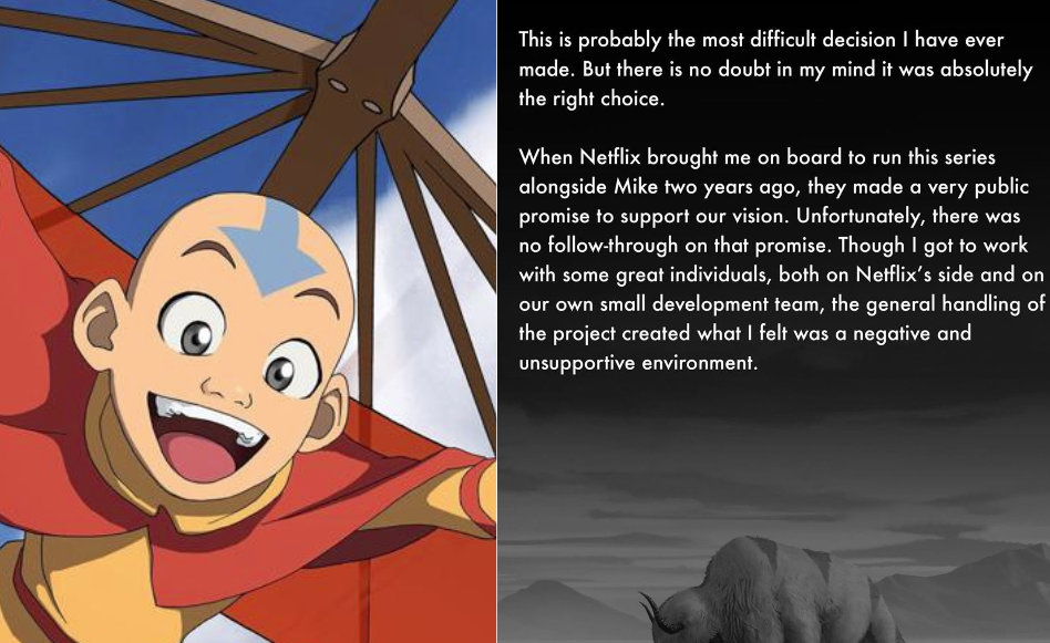 WELP: The OG Creators Of Cult Series Avatar Have Exited Netflix’s Live-Action Remake