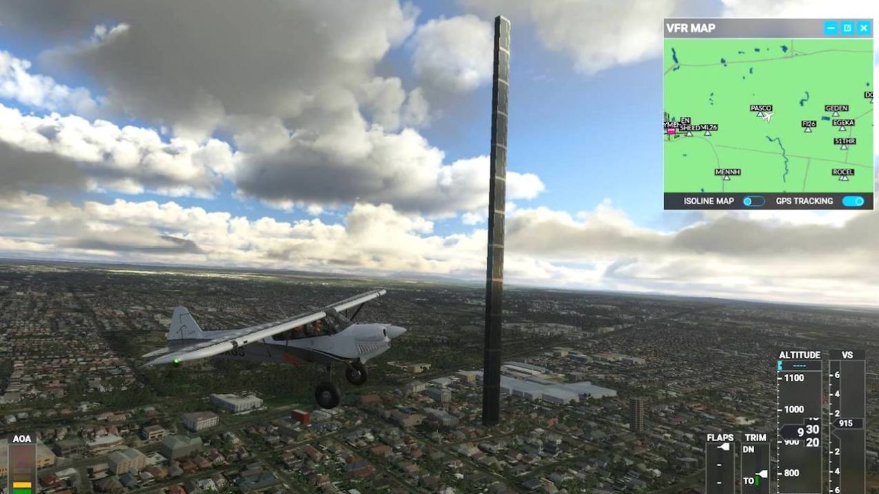 The New Microsoft Flight Simulator Has Glitched A Giant & Deeply Cursed Tower Into Inner Melbourne