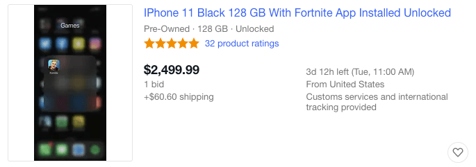 iPhones With Fortnite Are Going For Thousands On eBay After Apple Booted It Off The App Store