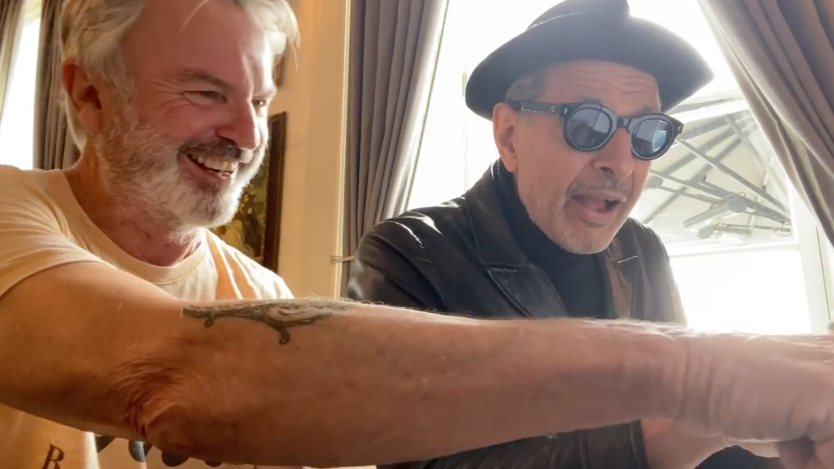 Sam Neill & Jeff Goldblum Singing Duets On A Jurassic World Filming Break Will Soothe Yr Soul