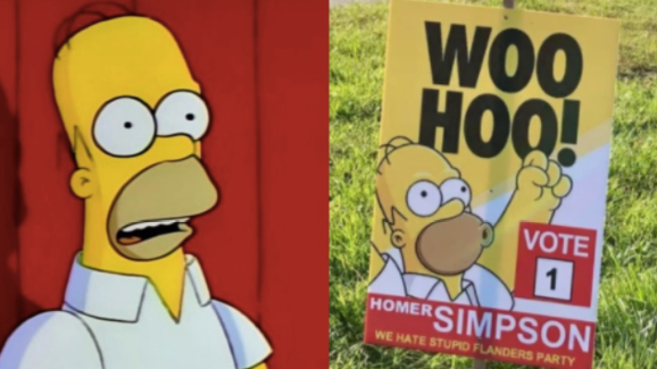 Vote Homer Simpson Posters Have Been Popping Up All Over Canberra & Honestly, Who Did This?