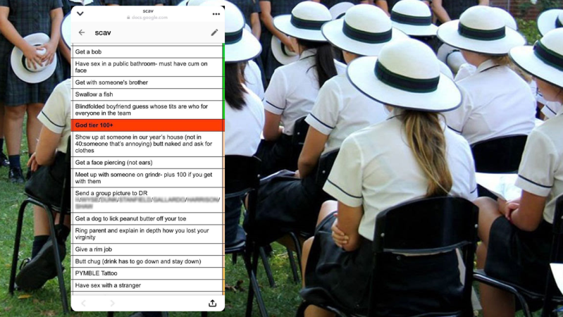 Sydney Private School PLC ‘Horrified’ At Muck-Up Day Scav Hunt Which Involves Drinking Splooge