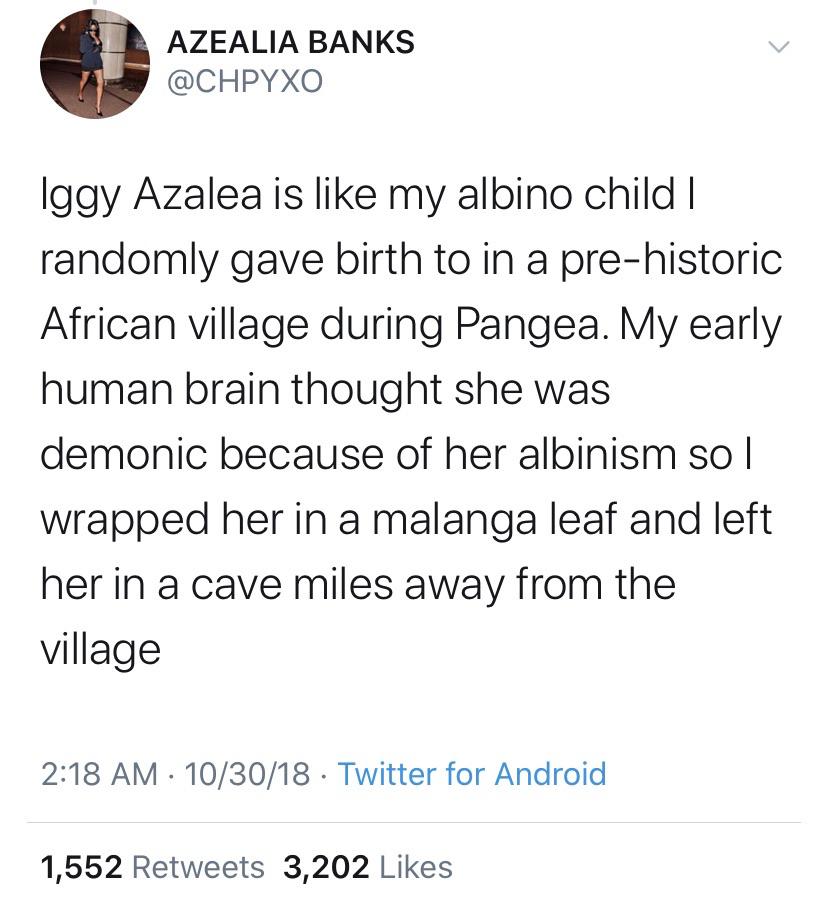 Azealia Banks Iggy Azalea Tweet