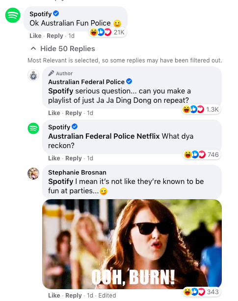 Spotify And The Australian Federal Police Are Feuding On Facebook And It’s Fkn Incredible