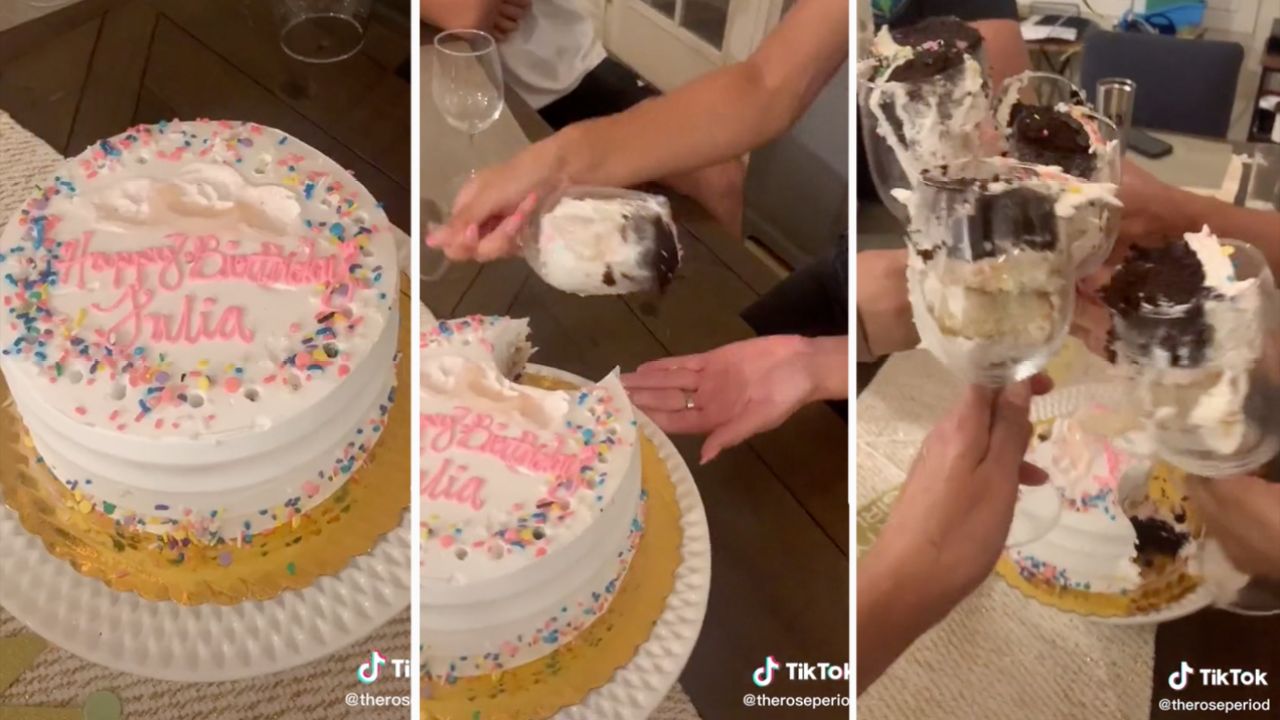 Sorry But This TikTok Wine Glass Hack Is Now The Only Acceptable Way To Cut A Birthday Cake
