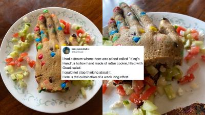 Someone Dreamed About A Cursed Salad-Stuffed Cookie Hand, Then Spent A Week Making It