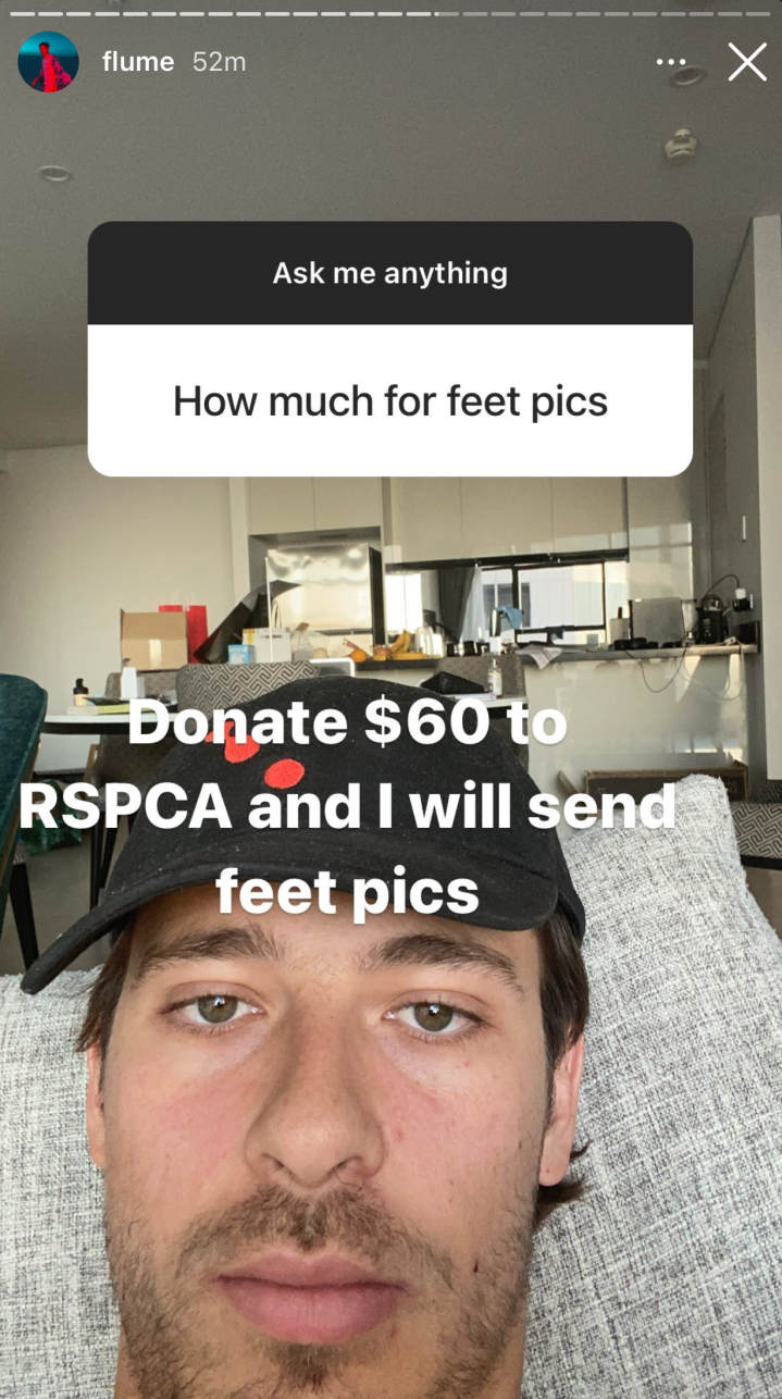 Flume Is Selling Feet Pics On IG For A $60 Donation To The RSPCA, If Eating Ass Wasn’t Enough