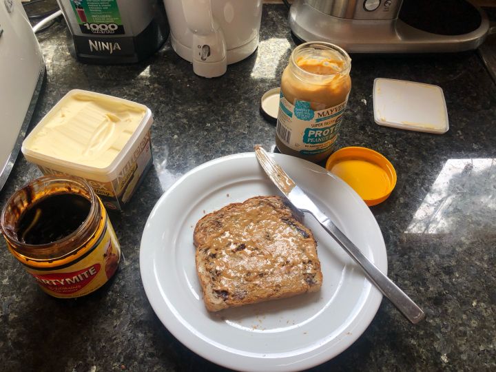 vegemite peanut butter toast