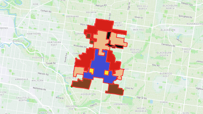 A True Saint Of The Mushroom Kingdom Cycled Around Melbourne In The Shape Of A Giant Mario