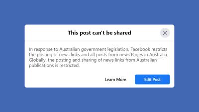 Facebook Just Straight-Up Blocked Aussies From Sharing Or Viewing News Content & This Is Fine