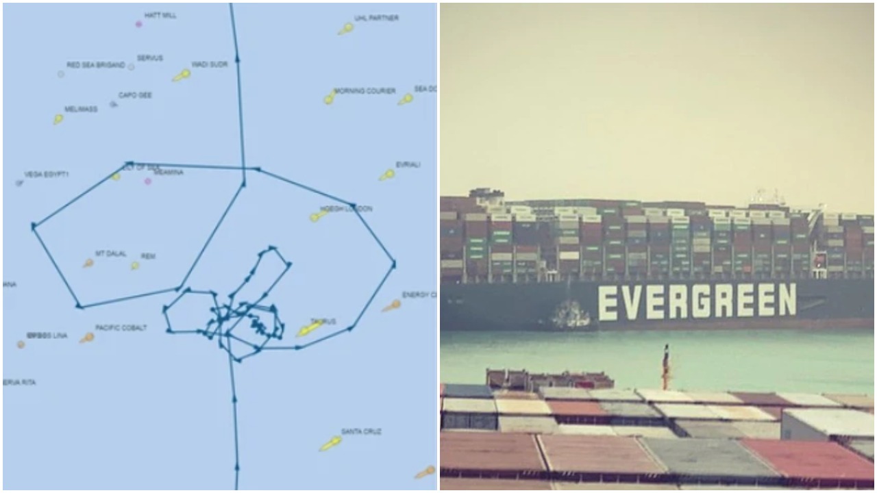 The Cargo Ship Stuck In The Suez Canal Right Now Accidentally Drew One Hell Of A Dick Pic