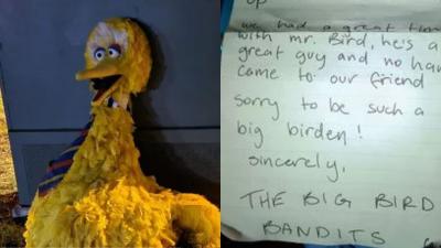 The ‘Big Bird Bandits’ Have Returned Our Yellow Friend With A Pun-Filled Note Attached